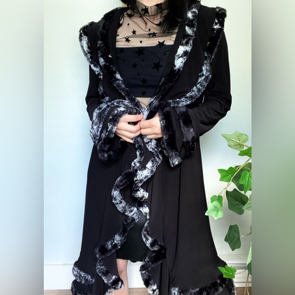 Vintage Joseph Ribkoff black draped ruffled duster - Picture 3 of 10